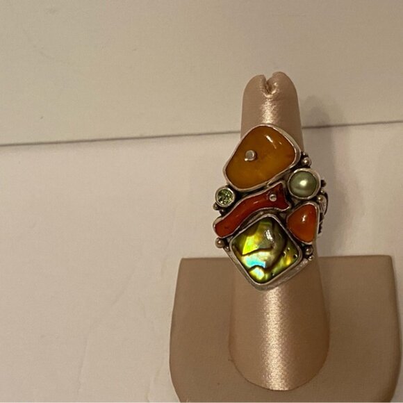 ECHO OF THE DREAMER RING STERLING SILVER MULTI COLOR STONES SIZE 7 15.9g - Picture 3 of 12